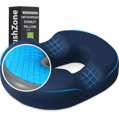 Donut Pillow Seat Cushion, Cooling Gel Memory Foam Chair Cushion, Blue - color: Blue, size: XX-Large