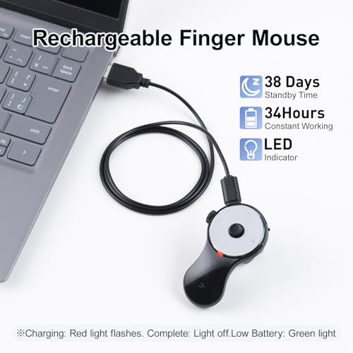 SANWA 3 in 1 Bluetooth Finger Ring Mouse, Wireless Presentation Clicker, Video Scroller & Page Turn for Kindle APP, Mini Wearable Mouse, Rechargeable Handheld Remote Mice for PC, Laptop, Mac, Tablet - style: Finger Ring Mouse