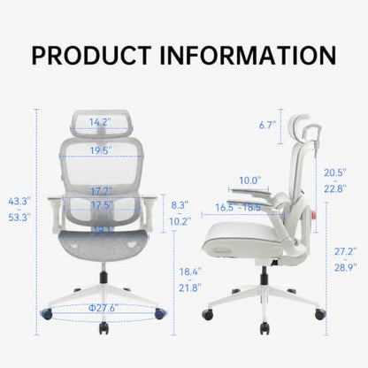 SIHOO B300 PRO Ergonomic Office Chair, High Back Mesh Computer Chair, White - color: Soft White, size: Pack of 1