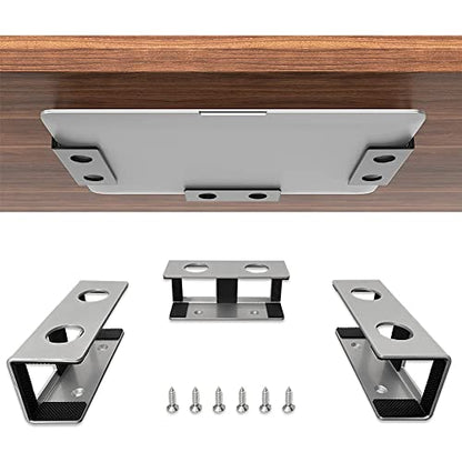 IFCASE Under Desk Laptop Mount, Metal Under Desk Shelf Holder for Laptop, Mac mini, MacBook, Keyboard with Anti-Scratch Silicone (Silver) - color: Silver