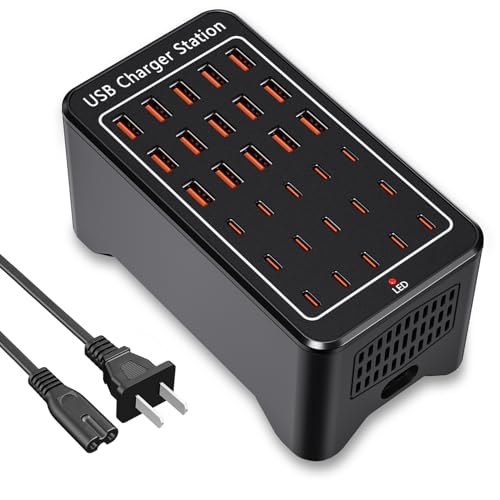 150W USB C Charging Station, 30 Port Fast Multi Device Charger (15 USB-C + 15 USB-A) Desktop Charger Hub, Compatible with iPhone Samsung iPad Google Pixel Tablets & Other USB Electronics