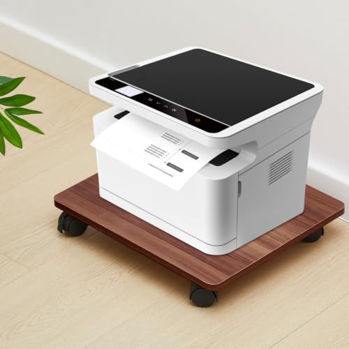 Beeveer 2 Pcs Walnut Under Desk Printer Stand 13.8 x 11.8 x 2.4 Inches - color: Walnut, size: 13.8 x 11.8 x 2.4 Inches