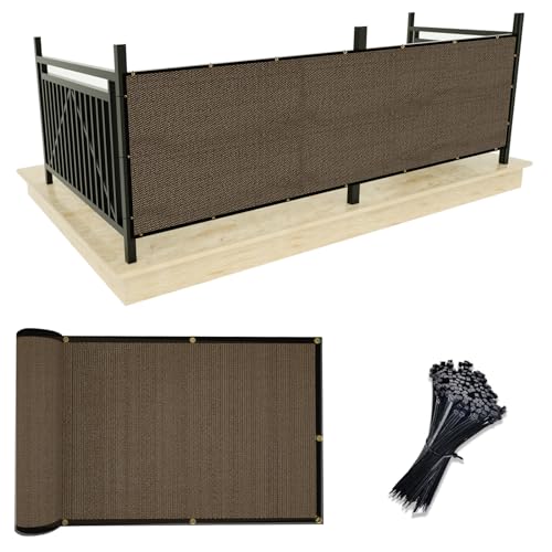 UPGRADE Privacy Screen 3' x 10' Fence Commercial Shade Cover with Brass Grommets Heavy Duty Perfect for Outdoor Back Yard, Brown, Customizable - color: Mocha, size: 0 3' x 1 0'