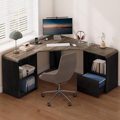 59'' Reversible L-Shaped Computer Desk, Black