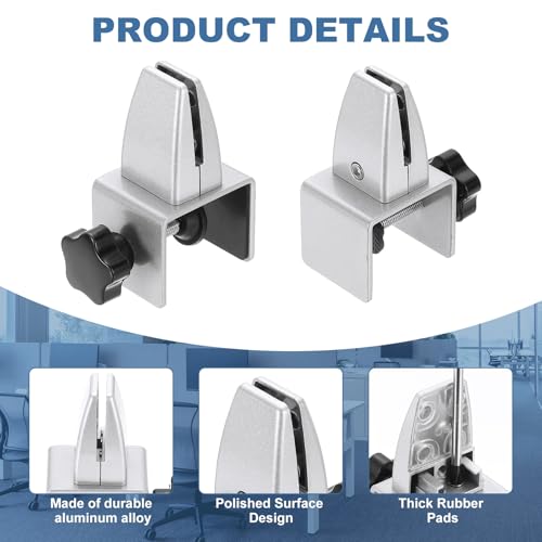 PATIKIL 1.8x1.3x2.1" Desk Divider Support Clamp 2Pcs Aluminum Desk Silver - color: Silver