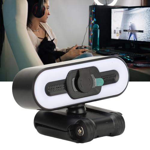 XUMIUZIY 4K Webcam for PC, USB PC Camera with Built in Microphone, Super Bright Fill Light, Auto Beauty, 4K 30FPS Computer Web Camera for Streaming