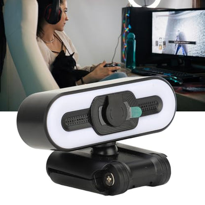 XUMIUZIY 4K Webcam for PC, USB PC Camera with Built in Microphone, Super Bright Fill Light, Auto Beauty, 4K 30FPS Computer Web Camera for Streaming