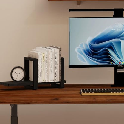 100% Solid Wood Adjustable Desktop Bookshelf, Retro Tabletop Bookshelf, Desk holder Shelf for Living Room, Home, Office, Perfect for Magazine, Books, Cookbooks, No Tools Required to Assemble (Black) - color: Black