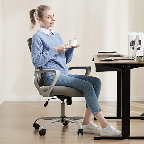 Sweetcrispy Ergonomic Office Desk Chair, Executive Mesh Computer Chair - color: Grey, size: 18.5"D