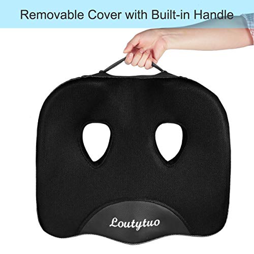 LOUTYTUO Seat Cushion Pillow,100% Memory Foam and Washable Cover,for Office Chair,Car Seat and Wheelchair, Soft Support Seat Cushion - color: Black