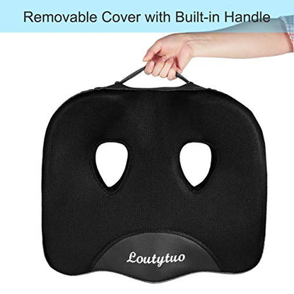 LOUTYTUO Seat Cushion Pillow,100% Memory Foam and Washable Cover,for Office Chair,Car Seat and Wheelchair, Soft Support Seat Cushion - color: Black