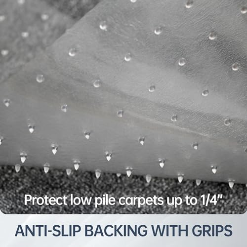 Desk Chair Mat for Low Pile Carpets, 55" x 35" Office Clear Protector Floor Mat for Carpets, Easy Glide Plastic Mat for Office Home (Rectangle)