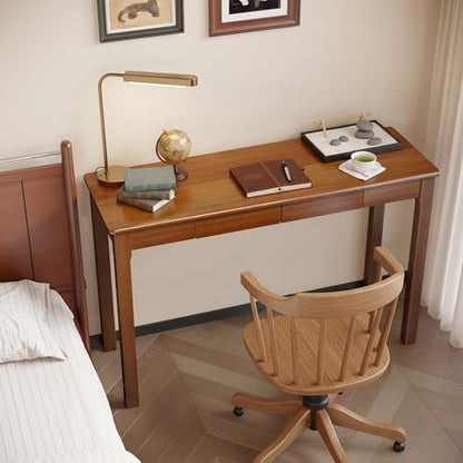 Wood Desk, Solid Wood Writing Table for Home Office, Mid Century Modern Desk with Drawers, Walnut (47inch / 120cm) - color: A-walnut, size: 47.2*15.7*29.5 Inch