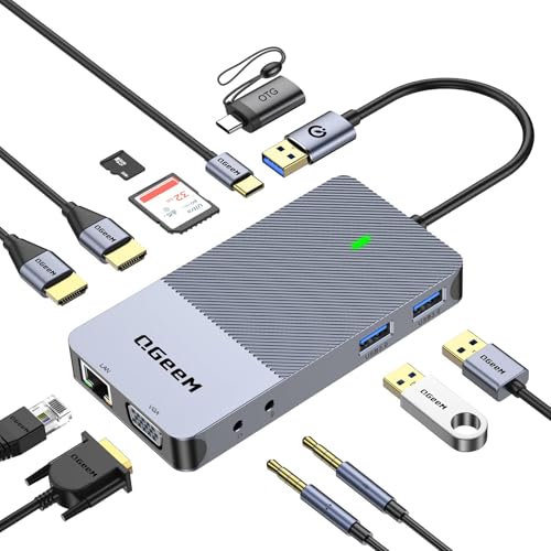 USB 3.0 Laptop Docking Station Triple Display 2 HDMI VGA Dual Monitor Hub - color: Classic Gray