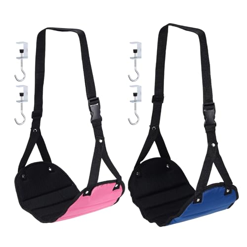PATIKIL Airplane Footrest,2 Pack Adjustable Foot Hammock,Dark Blue,Rose - color: Dark Blue, Rose
