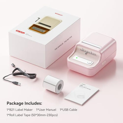 NIIMBOT B21 Label Maker, 2 Inch Bluetooth Thermal Label Printer, Pink | Retro Sticker Printer, for Address, Logo, Canning Jar, Candle, Mailing,Gift, Compatible with Phones and PC - color: Pink
