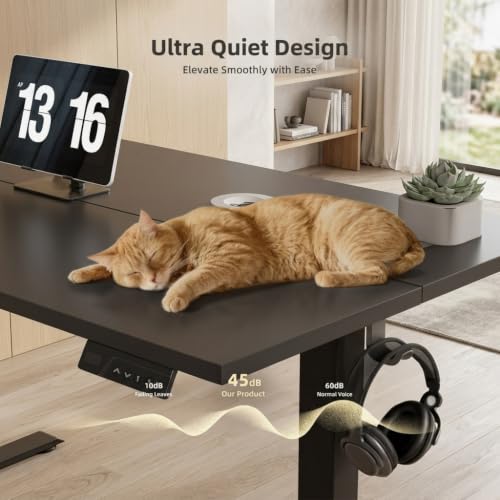 Claiks Electric Height Adjustable Standing Desk, 40x24 Inch, Deep Black | Smooth Height Adjustment, 3 Memory Presets, Cable Management Hub&Hook, Stable Steel Frame, 176lbs Capacity, Easy Assembly - color: Deep Black, size: 40