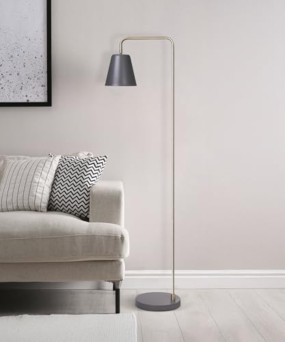 HarvestLand Steady Floor Lamp, Reading Lamp for Living Room, Grey Brass | 345° Shade adjustable Reading Floor Lamp for overchair, Bedroom Lamp, home decor - color: Brass Matte Grey