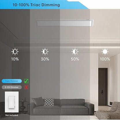 1x4FT Led Flat Panel Light Surface Mount Ceiling Light, 5CCT 3000K/3500K/4000K/5000K/6500K 120V TRIAC Dimmable, 30W/40W/50W 6250Lumens, Flush Mount or Drop Ceiling for Office Kitchen Garage, 2 Pack - size: 2 PACK