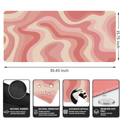 iCasso Desk Pad,Desk Matt for Desktop,Cute Mouse Pad,Pink Topographic - color: Pink Topographic