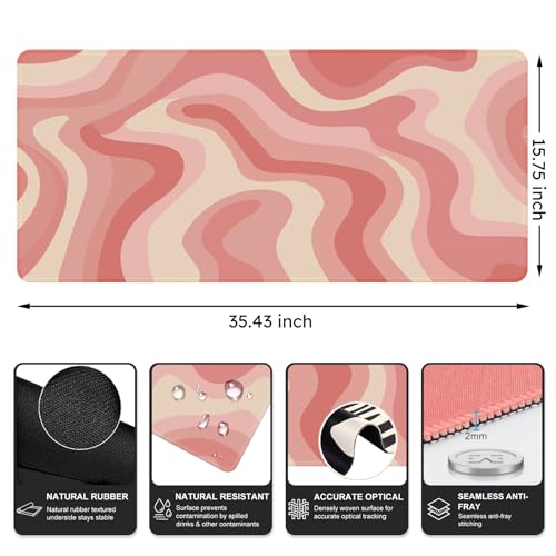 iCasso Desk Pad,Desk Matt for Desktop,Cute Mouse Pad,Pink Topographic - color: Pink Topographic
