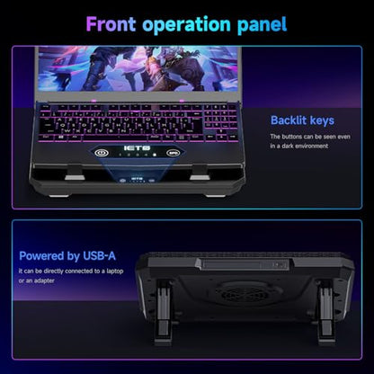 IETS GT300 Upgraded Laptop Cooling Pad with Adjustable Stand, Turbo Boosted Cooler for Rapid Cooling 10-17inch Gaming Laptop, Flexible Sealing Ring，Featuring Air Filtration Adjustable clamp - color: GT300B0(Basic)