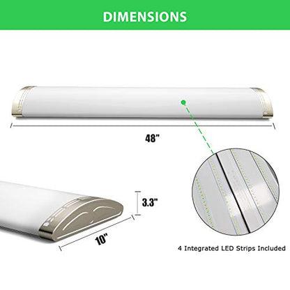 4FT Dimmable LED Light Fixture 80W 4000K Flush Mount, 2 Pack - size: 4FT