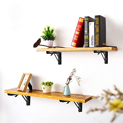 Sumnacon 2 Pcs 14 Inch Folding Shelf Brackets Metal Table Shelf Hinges - color: Black, size: 14 Inch