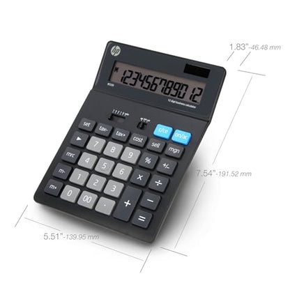 HP - Large Desktop Business Calculator, 12-Digit Solar Powered Desktop Calculator - size: Large