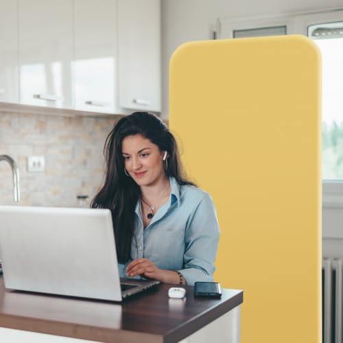 DECOLAB Free Standing Room Divider, Portable Wall Panel 29"x65", Butter - color: Butter