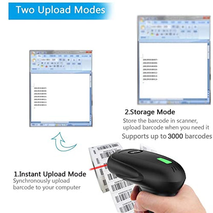 USB Wireless Barcode Scanner with Stand,Symcode Barcode Scanner Versatile 2-in-1 (2.4Ghz Wireless+USB 2.0 Wired) Rechargeable Cordless 1D Barcode Reader Handheld Bar Code Scanner