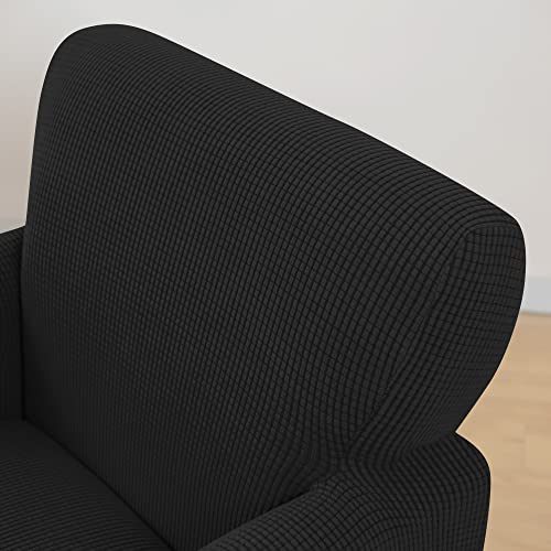 LiveGo Stretch Mid Century Modern Armchair Slipcover 1-Piece Jacquard Accent Chair Covers with Arms Soft Waterproof Chair Slipcovers for Living Room Furniture Protector Office (Black a) - color: Black a