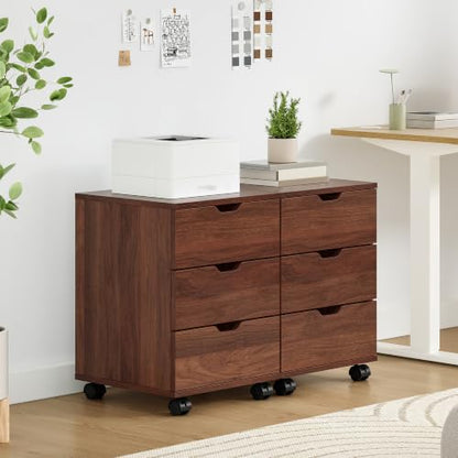 Farini 3-Drawer Under Desk Wooden File Storage Cabinet with Lockable Caster for Home Office,Brown,Fully Assembly - color: Brown, style: Fully Assembly