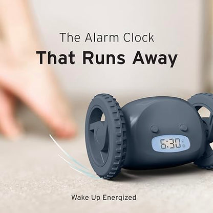 CLOCKY Alarm Clock on Wheels – Loud Rolling Alarm Clock for Heavy Sleepers - color: Slate