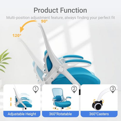 HYLONE 400lbs Heavy Duty Office Chair, Computer Desk Chair Blue | Office and Home, Big and Tall, 5" Thickened Seat, Ergonomic with Adjustable Armrests - color: Blue