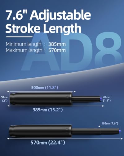 14 Inches-22 Inches Extra Long Gas Lift Cylinder Replacement, 8" Stroke, Hydraulic Pneumatic Shock Piston, Heavy Duty 1000lbs, Universal Fit For Drafting Chairs Bar Stools, Class 4, Black - color: Matte Black, size: 8'' Travel Length