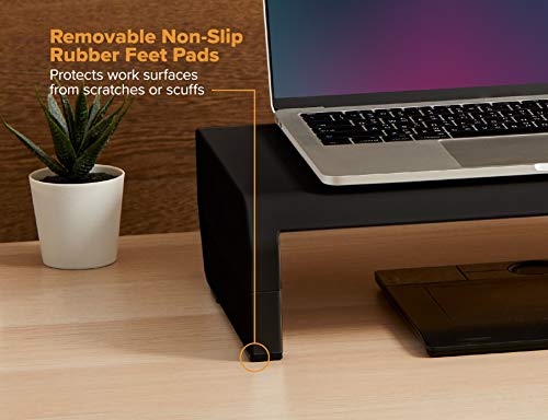 Bostitch Office Konnect Adjustable Monitor Stand Riser, 4 Height Adjustments, Built-In Cable Management, Rubber Feet - Black - color: Black, style: Laptop Stand