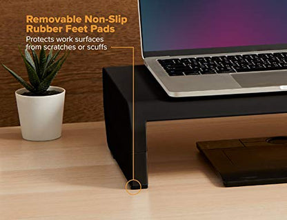 Bostitch Office Konnect Adjustable Monitor Stand Riser, 4 Height Adjustments, Built-In Cable Management, Rubber Feet - Black - color: Black, style: Laptop Stand