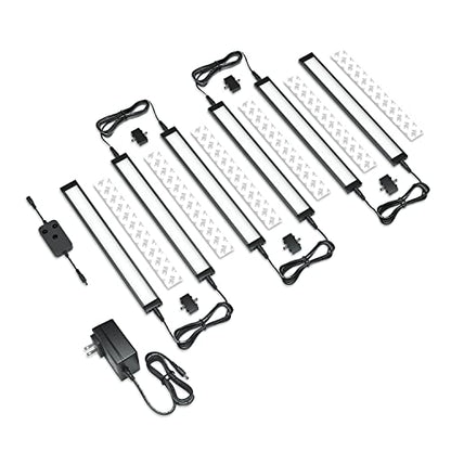EShine 6 Pack 12 inch Black Smart Dimmable LED Under Cabinet Lighting Kit Compatible with Alexa, Google - Warm White (3000K) - color: Warm White (3000 K), size: 6 pack 12 Inch