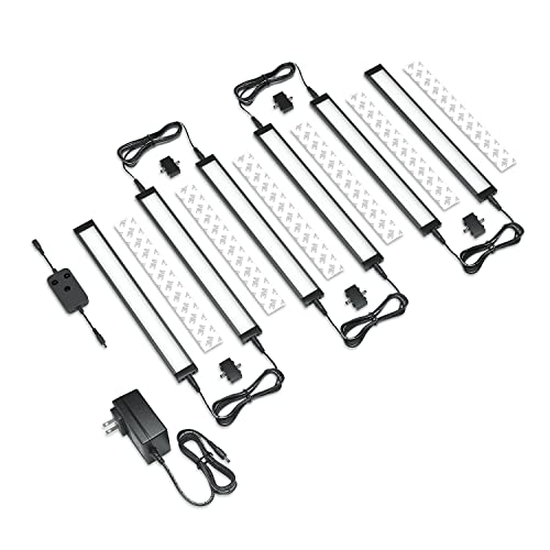 EShine 6 Pack 12 inch Black Smart Dimmable LED Under Cabinet Lighting Kit Compatible with Alexa, Google - Warm White (3000K) - color: Warm White (3000 K), size: 6 pack 12 Inch