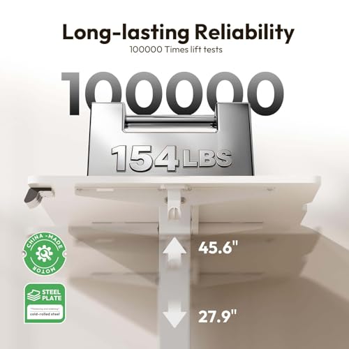 55 x 28 Inch Electric Standing Desk, 3 Memory Presets, White - color: White, size: 55*28