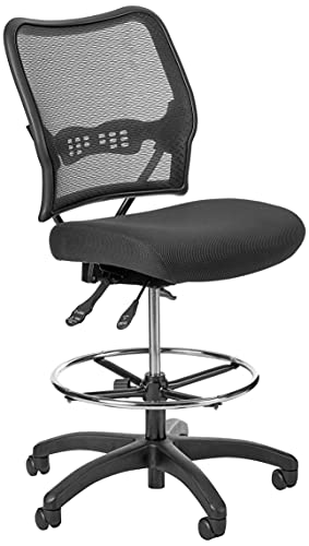 Space Seating 13 Series Deluxe Dark Air Grid Adjustable Drafting Chair with Footring and Dual Function Control, Black - style: Dual Function Control