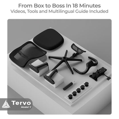Tervo Model Y | Folding Office Chair for Small Spaces | Gaming Chair for Adults & Kids | Ergonomic Mesh Computer Chair | Foldable Desk Chair Home Work | - color: Midnight Black