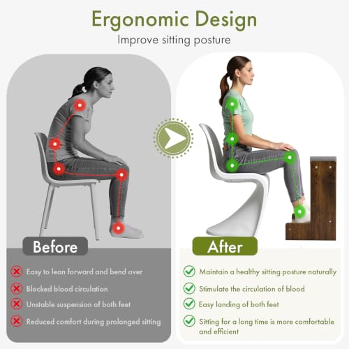 Adjustable Double Step Foot Rest Under Desk - size: Double Layer-With Cushion