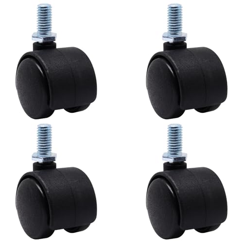 Plastic Caster Wheels 1 Inch, M8 Threaded Swivel Casters Set of 4, Black Nylon Replacement Casters Wheels for Furniture Table Cabinet Office Chair - style: 1 Inch-Threaded Stem