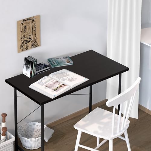 YSSOA Computer Desk Home Office Work Study Writing Modern Simple Table with Headphone Hooks - color: Basic Black, size: 40 Inch