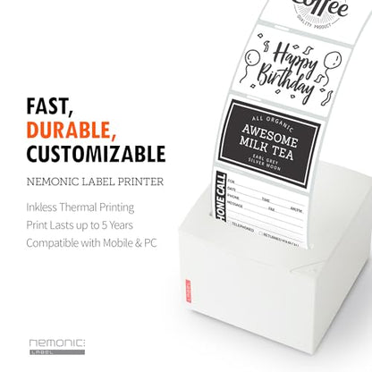 Nemonic Label Printer | Inkless Bluetooth Thermal Label Printer for Small Business | Durable Shipping Label Maker & Portable Wireless - color: Nemonic Printer
