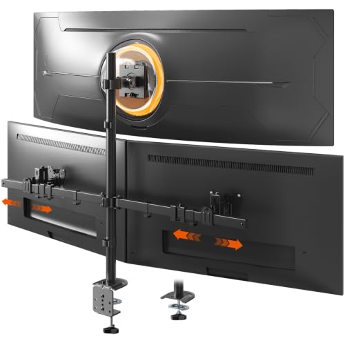 PUTORSEN 49" Centra and 40" Sides Triple Monitor Mount, Holds up to 44 lbs - color: Black, size: 49" Centra & 40" Sides