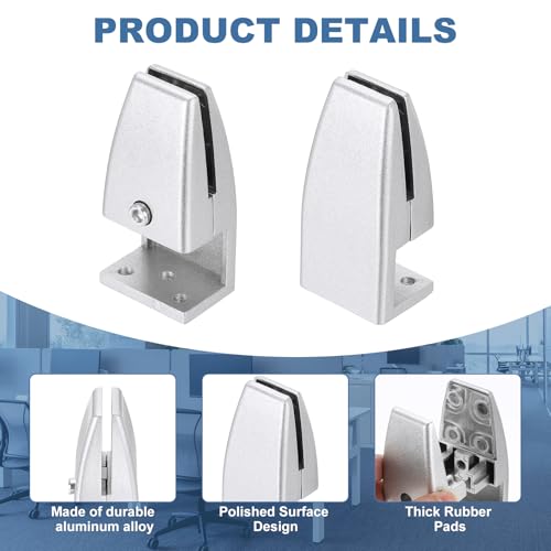 PATIKIL 6 Pcs Adjustable Desk Divider Partition Clips, L-Shape Aluminum Sneeze Guard Support Clamps Desktop Divider Clips for Offices Stores Counter Privacy Panel, Silver - color: Silver