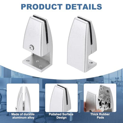 PATIKIL 6 Pcs Adjustable Desk Divider Partition Clips, L-Shape Aluminum Sneeze Guard Support Clamps Desktop Divider Clips for Offices Stores Counter Privacy Panel, Silver - color: Silver